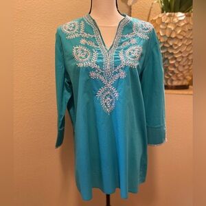 Chico's Embellished 3/4 Sleeve Tunic
